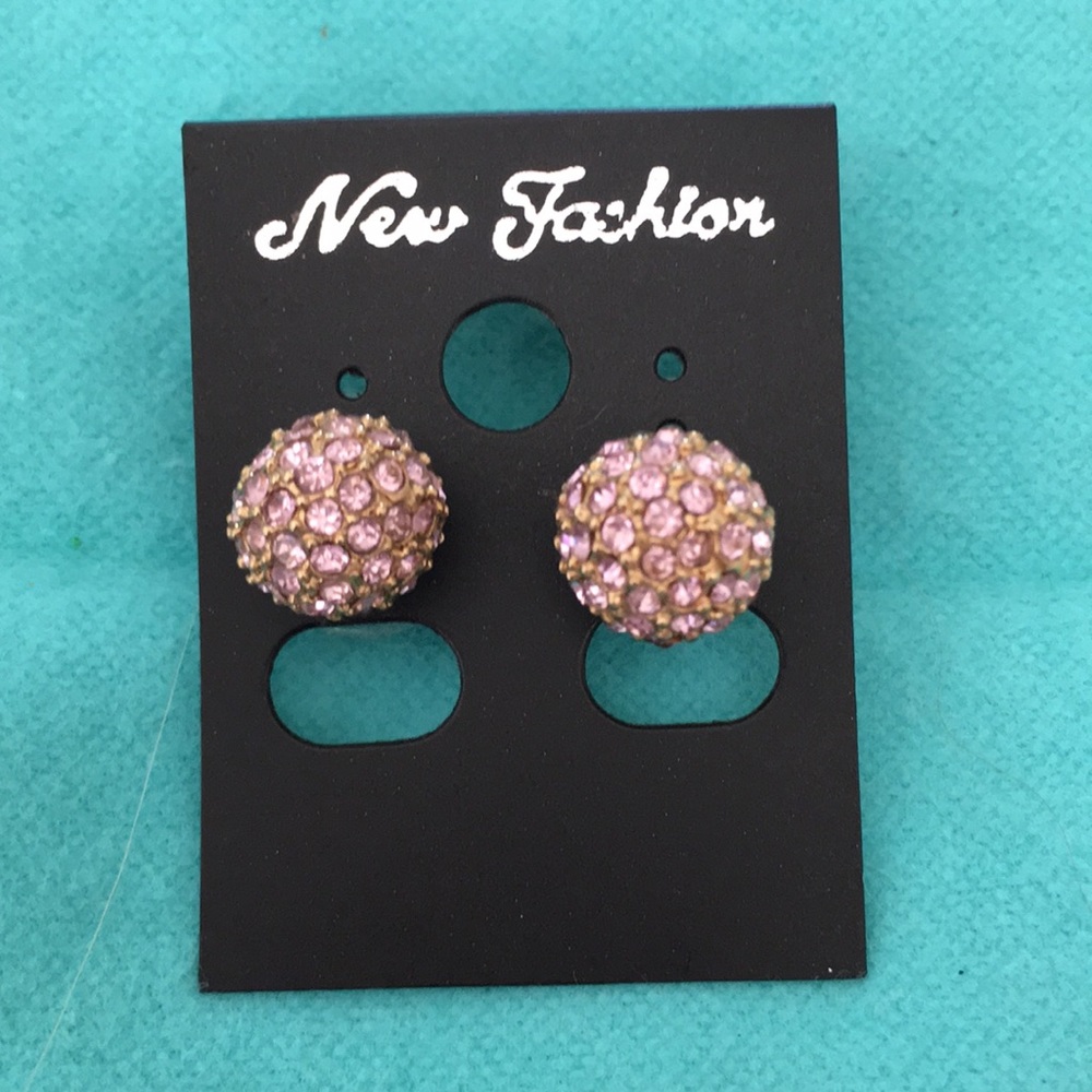 Pink stud ball earrings